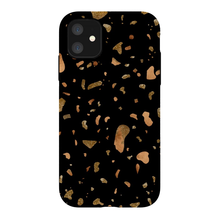 iPhone 11 StrongFit Black Terrazzo with gold and copper spots by  Utart