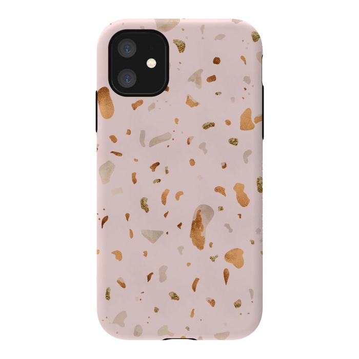 iPhone 11 StrongFit Pink terrazzo with gold and copper spots by  Utart
