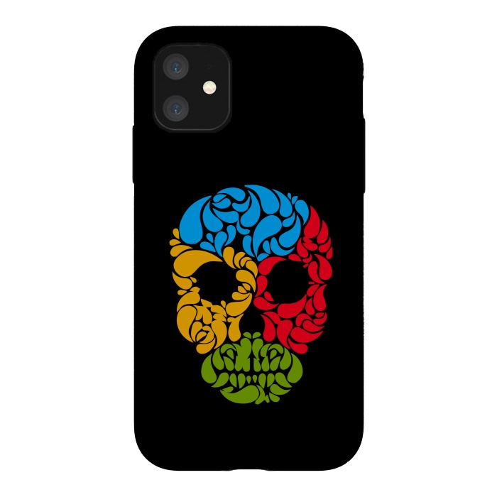 iPhone 11 StrongFit floral skull art by TMSarts