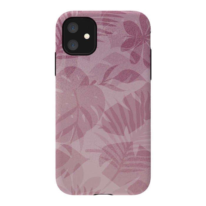 iPhone 11 StrongFit Blush Tropical Leaves by Andrea Haase