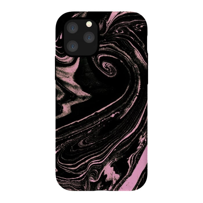 iPhone 11 Pro StrongFit Dark marble with neon pink spiral by Oana 