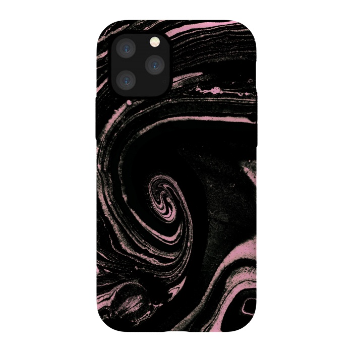 iPhone 11 Pro StrongFit Minimal black pink marble spiral by Oana 