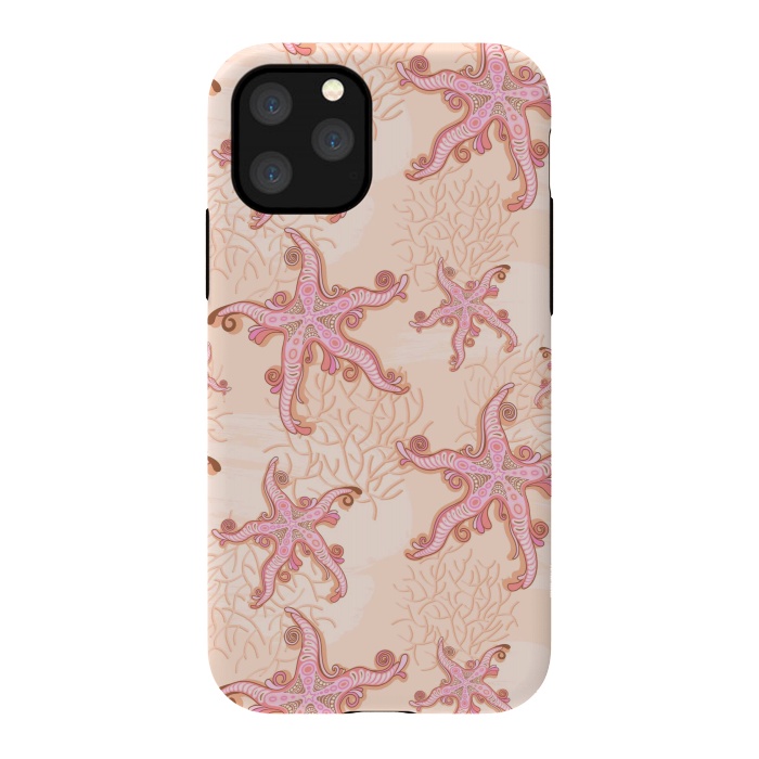 iPhone 11 Pro StrongFit Starfish and Coral Pink Pastel by BluedarkArt