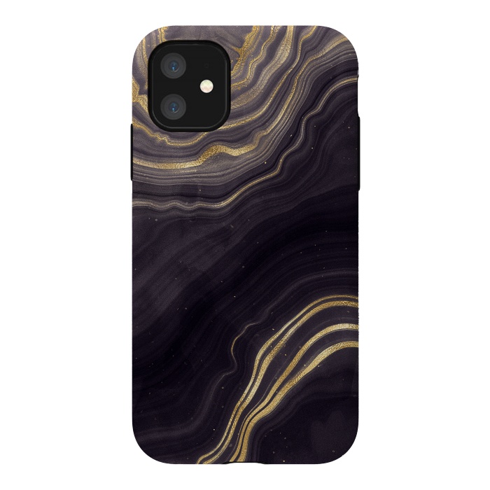 iPhone 11 StrongFit Purple & Black Agate Stone by CatJello
