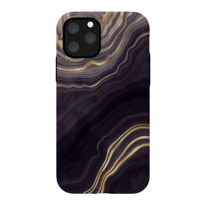 iPhone 11 Pro StrongFit Purple & Black Agate Stone by CatJello