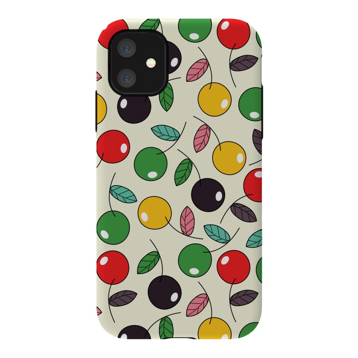 iPhone 11 StrongFit colorful cherries by TMSarts