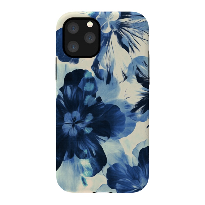 iPhone 11 Pro StrongFit Shibori Inspired Indigo Floral by Micklyn Le Feuvre