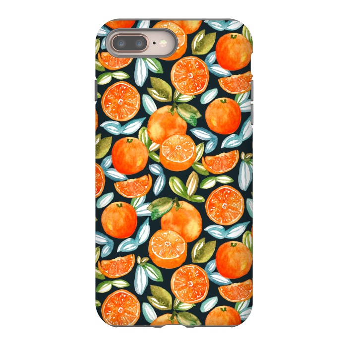 iPhone 7 plus StrongFit Oranges On Navy  by Tigatiga