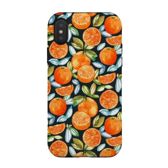 iPhone Xs / X StrongFit Oranges On Navy  by Tigatiga