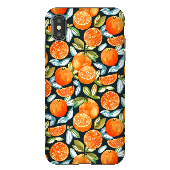 iPhone Xs Max StrongFit Oranges On Navy  by Tigatiga