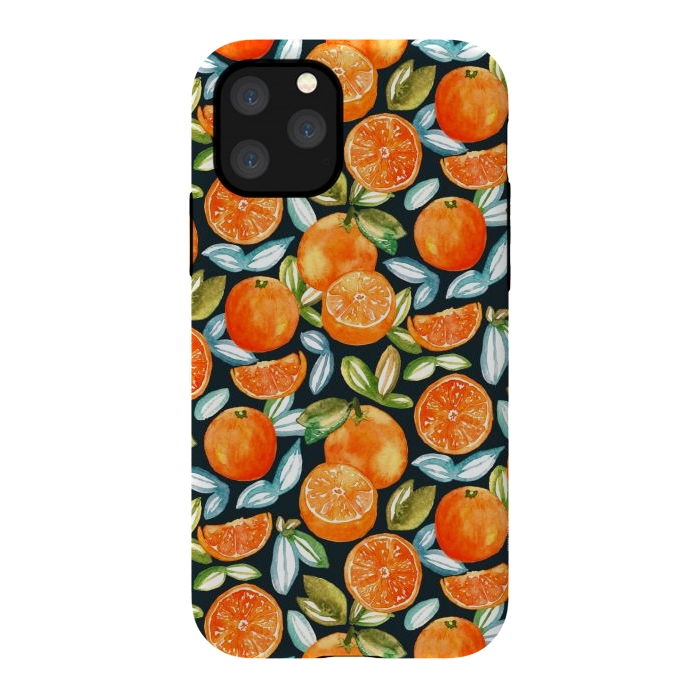 iPhone 11 Pro StrongFit Oranges On Navy  by Tigatiga