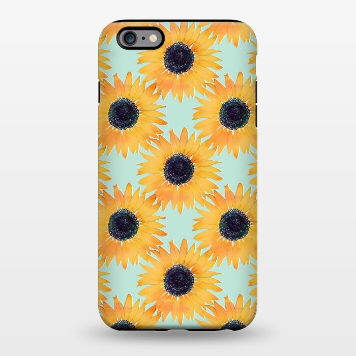 iPhone 6/6s plus StrongFit Pretty Hand Drawn Yellow Sunflowers Paint Pattern by InovArts