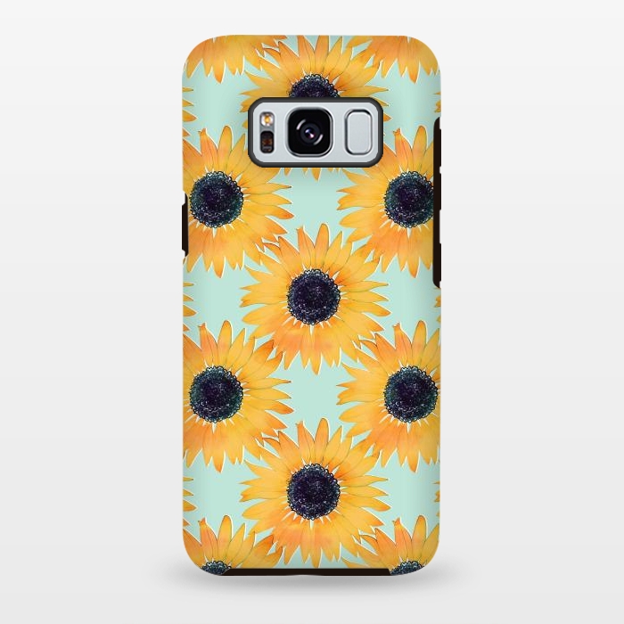 Galaxy S8 plus StrongFit Pretty Hand Drawn Yellow Sunflowers Paint Pattern by InovArts