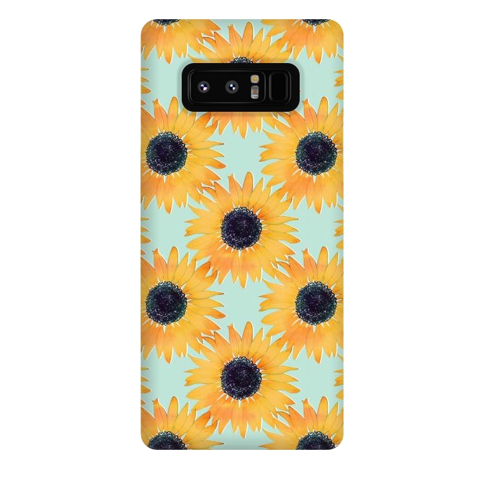 Galaxy Note 8 StrongFit Pretty Hand Drawn Yellow Sunflowers Paint Pattern by InovArts
