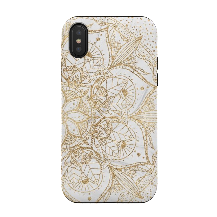 iPhone Xs / X StrongFit Trendy Gold Floral Mandala Marble Design by InovArts