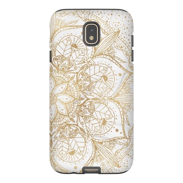 Galaxy J7 StrongFit Trendy Gold Floral Mandala Marble Design by InovArts