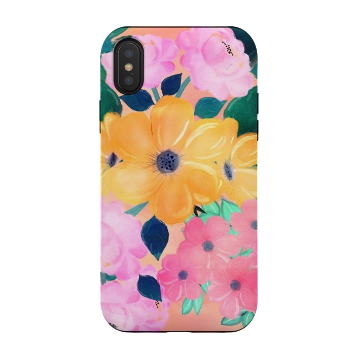 iPhone Xs / X StrongFit Cute Colorful Romantic Watercolor Flowers  by InovArts