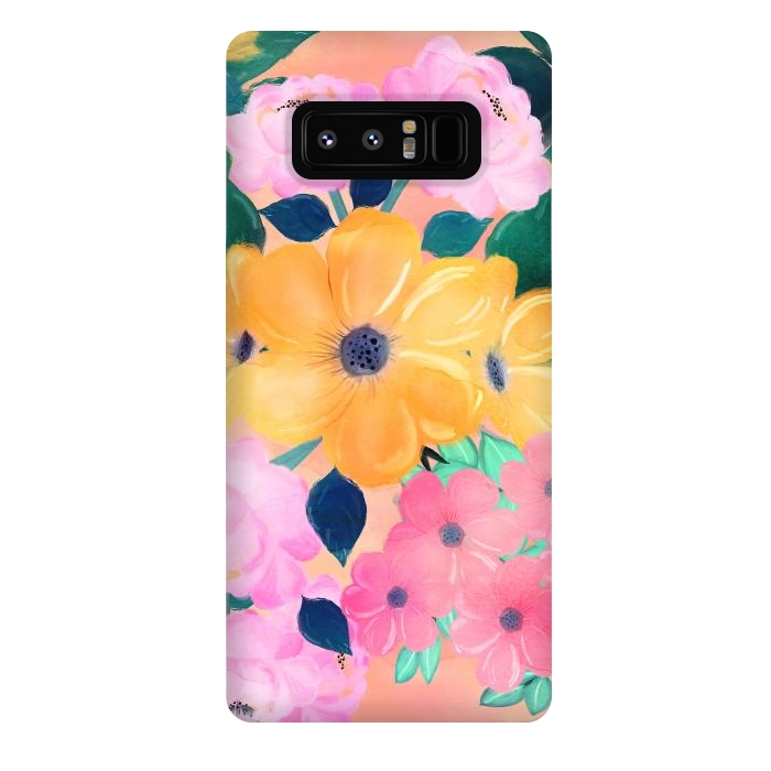Galaxy Note 8 StrongFit Cute Colorful Romantic Watercolor Flowers  by InovArts