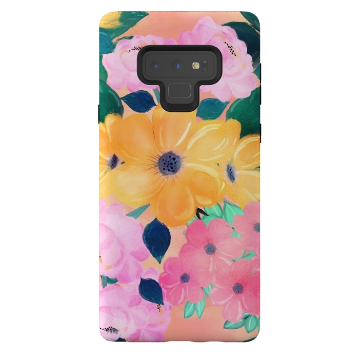 Galaxy Note 9 StrongFit Cute Colorful Romantic Watercolor Flowers  by InovArts