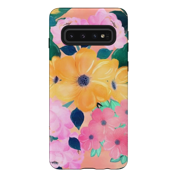 Galaxy S10 StrongFit Cute Colorful Romantic Watercolor Flowers  by InovArts