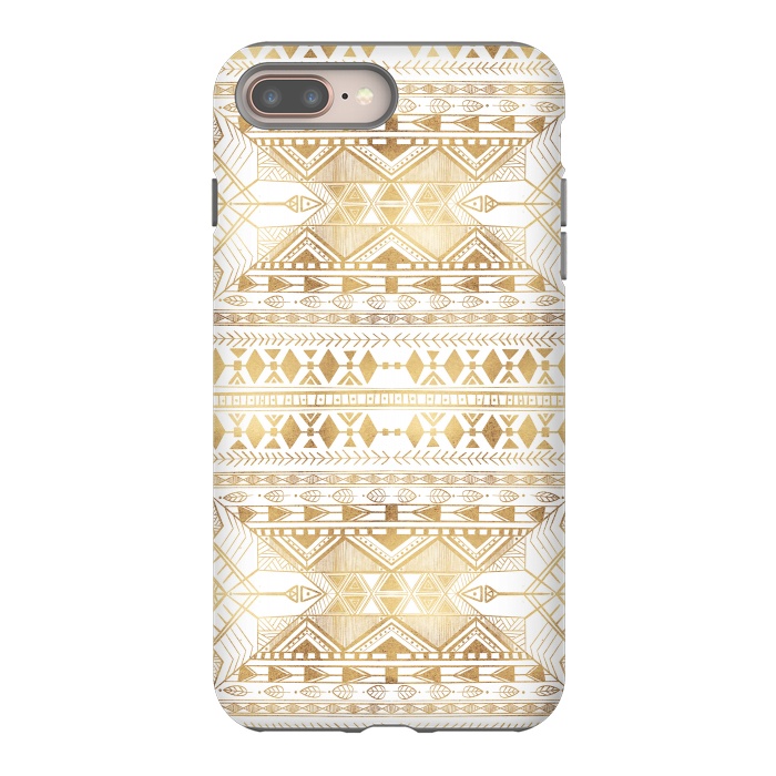 iPhone 7 plus StrongFit Trendy Gold Geometric Tribal Aztec Pattern by InovArts