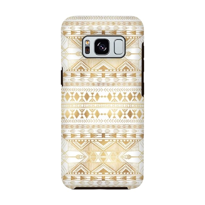 Galaxy S8 StrongFit Trendy Gold Geometric Tribal Aztec Pattern by InovArts