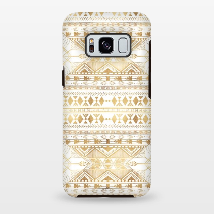 Galaxy S8 plus StrongFit Trendy Gold Geometric Tribal Aztec Pattern by InovArts