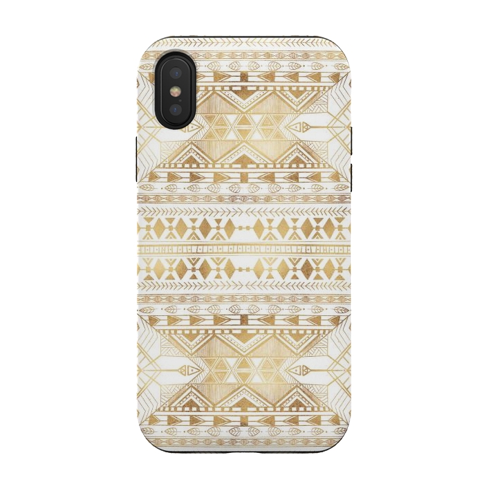 iPhone Xs / X StrongFit Trendy Gold Geometric Tribal Aztec Pattern by InovArts