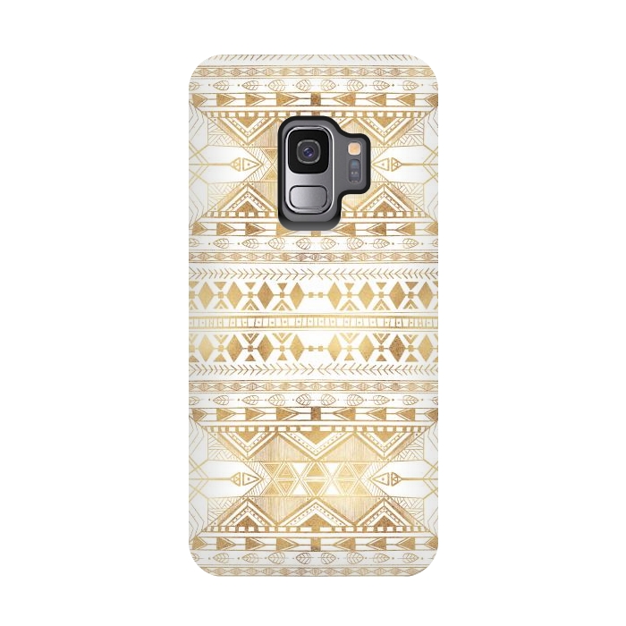 Galaxy S9 StrongFit Trendy Gold Geometric Tribal Aztec Pattern by InovArts