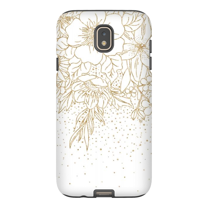 Galaxy J7 StrongFit Cute Gold floral doodles and confetti design by InovArts