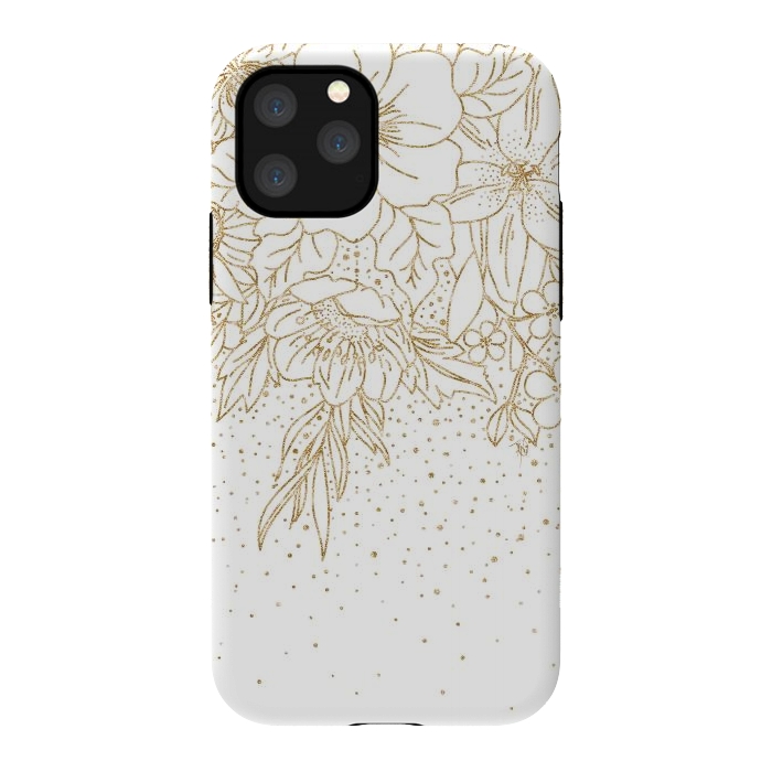 iPhone 11 Pro StrongFit Cute Gold floral doodles and confetti design by InovArts