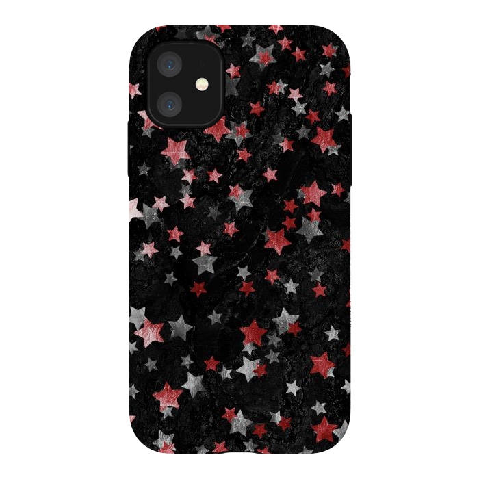 iPhone 11 StrongFit Silver Copper stars on marble sky by Oana 
