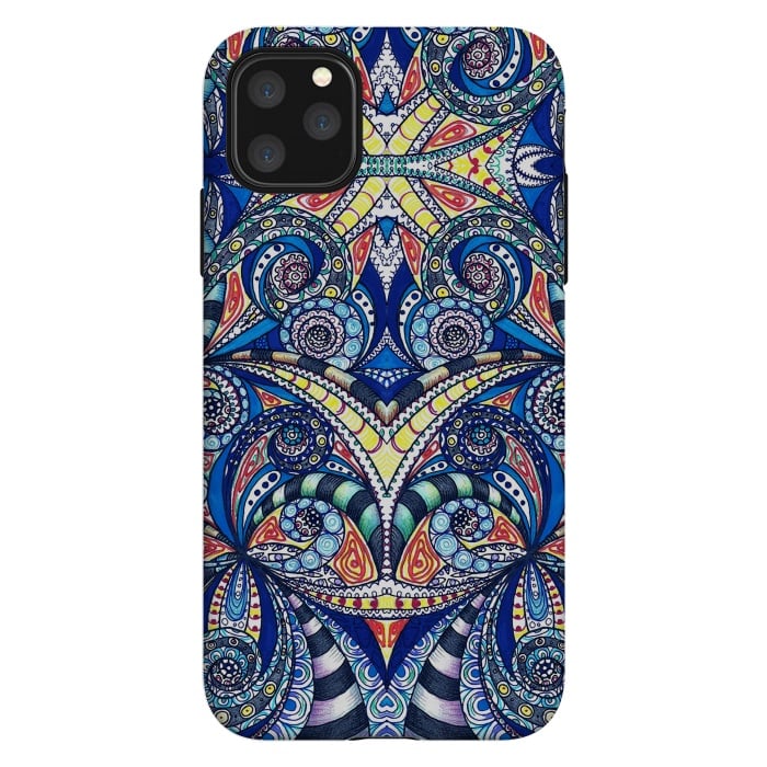 iPhone 11 Pro Max StrongFit Drawing Floral Zentangle G7B by Medusa GraphicArt