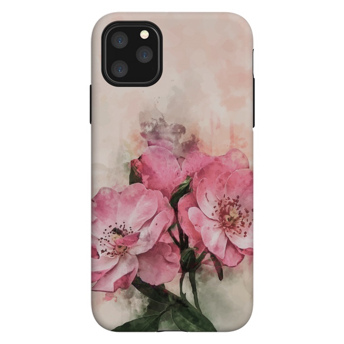 iPhone 11 Pro Max StrongFit Vintage Pink Flower by Creativeaxle