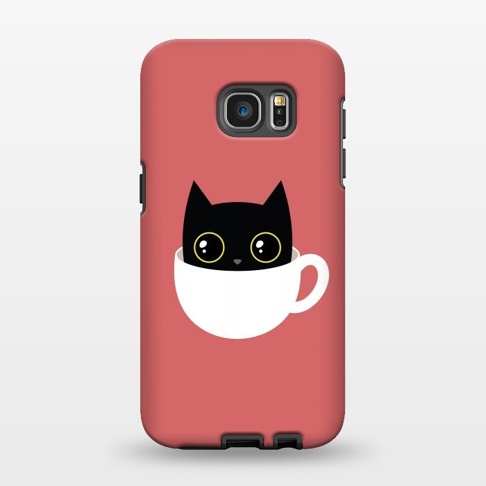 Galaxy S7 EDGE StrongFit Coffee cat by Laura Nagel