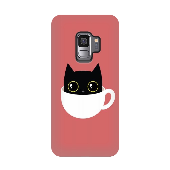 Galaxy S9 StrongFit Coffee cat by Laura Nagel
