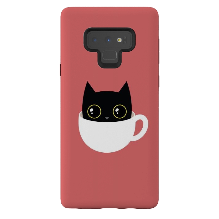 Galaxy Note 9 StrongFit Coffee cat by Laura Nagel