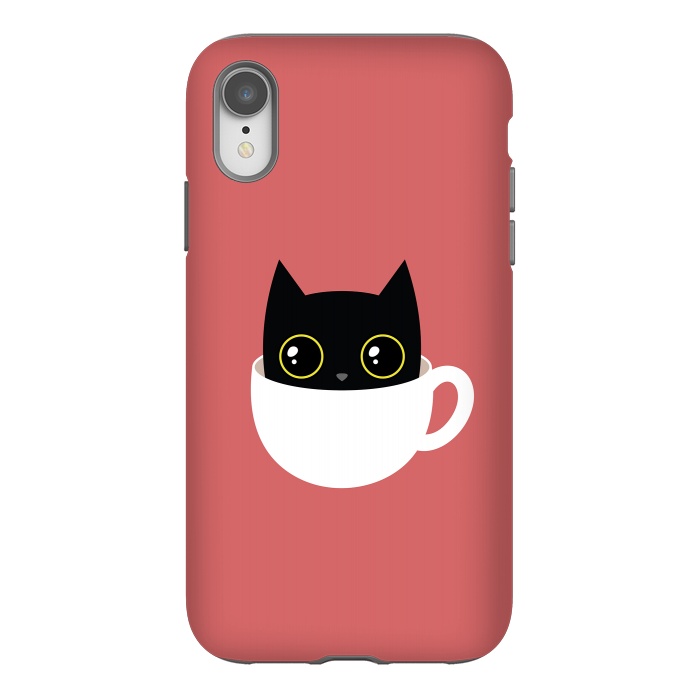 iPhone Xr StrongFit Coffee cat by Laura Nagel