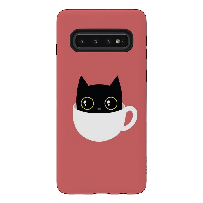 Galaxy S10 StrongFit Coffee cat by Laura Nagel
