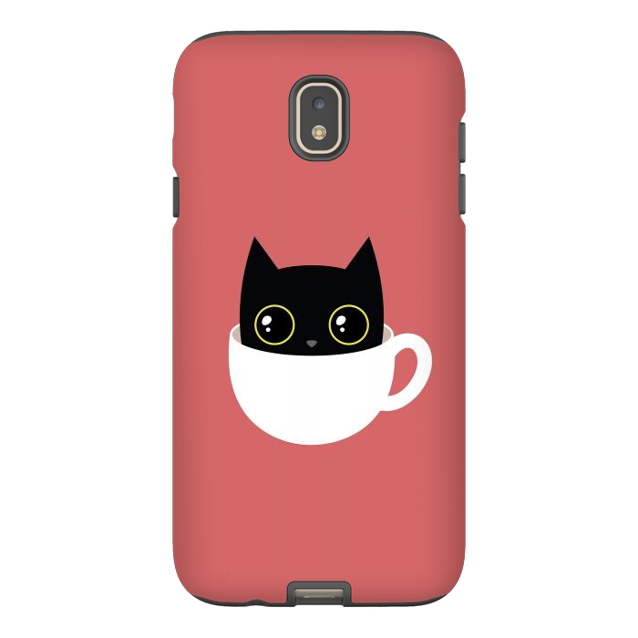 Galaxy J7 StrongFit Coffee cat by Laura Nagel