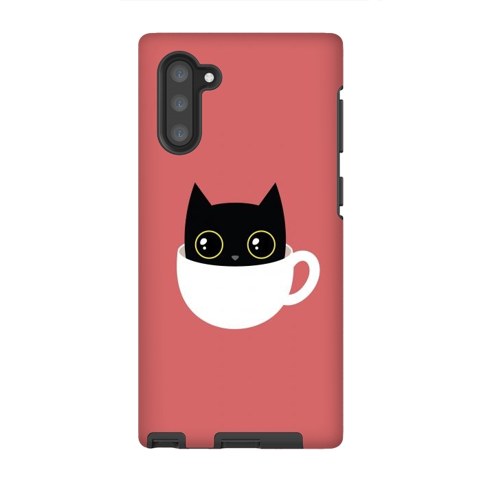Galaxy Note 10 StrongFit Coffee cat by Laura Nagel