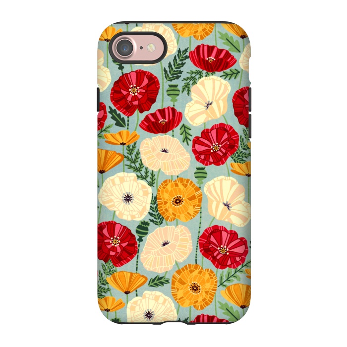 iPhone 7 StrongFit Textured Poppies  by Tigatiga