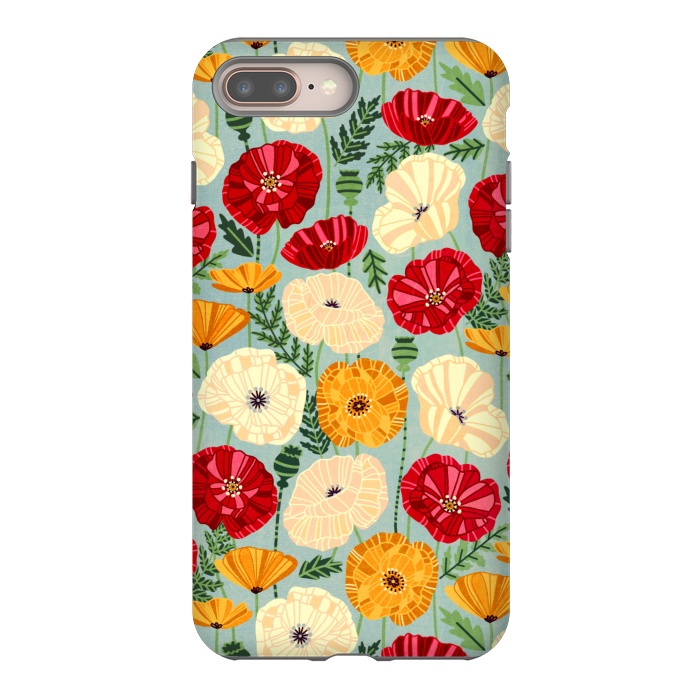iPhone 7 plus StrongFit Textured Poppies  by Tigatiga