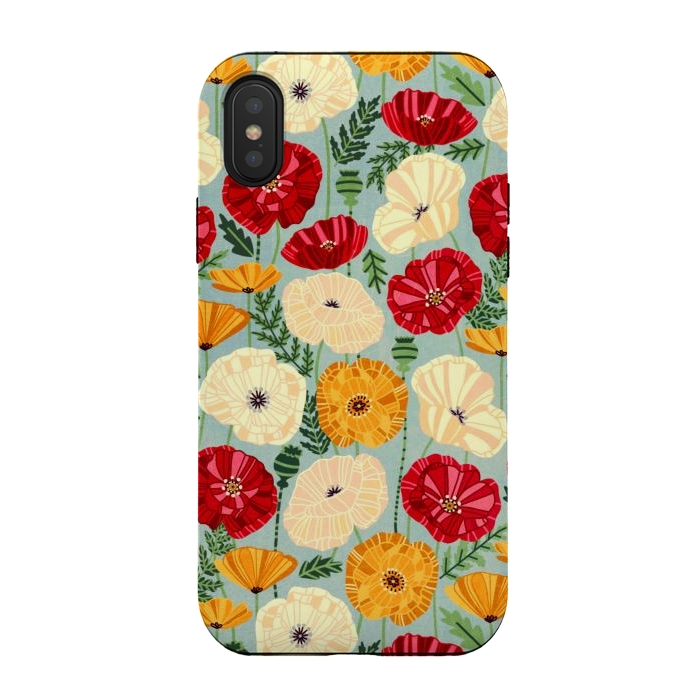iPhone Xs / X StrongFit Textured Poppies  by Tigatiga