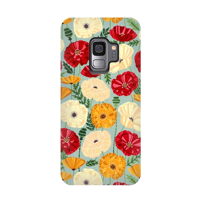 Galaxy S9 StrongFit Textured Poppies  by Tigatiga