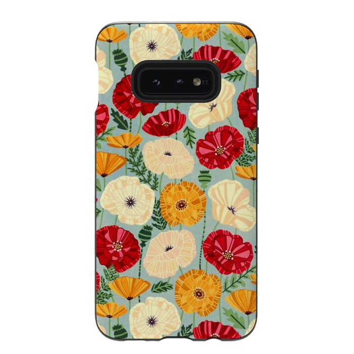 Galaxy S10e StrongFit Textured Poppies  by Tigatiga