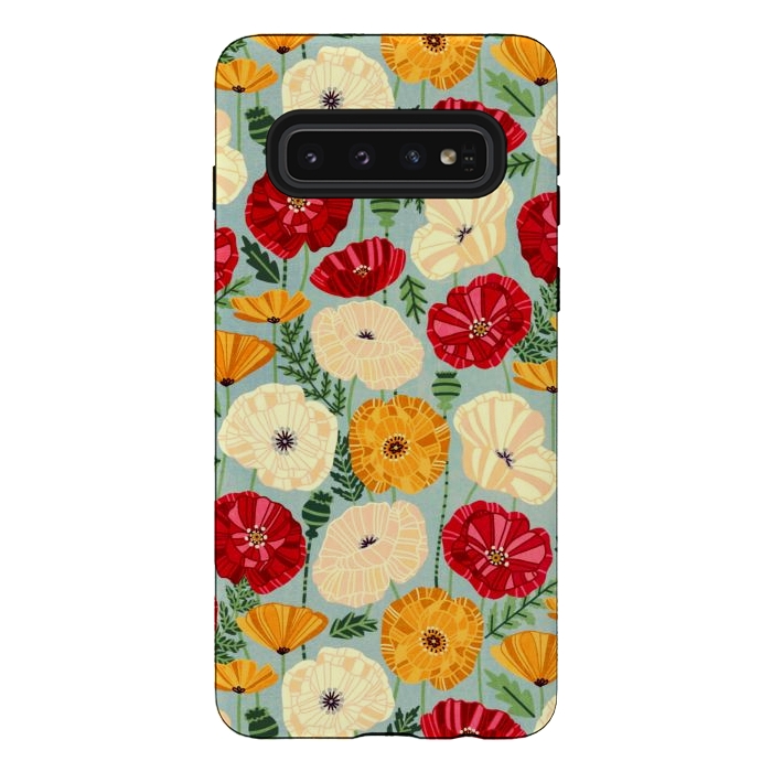 Galaxy S10 StrongFit Textured Poppies  by Tigatiga