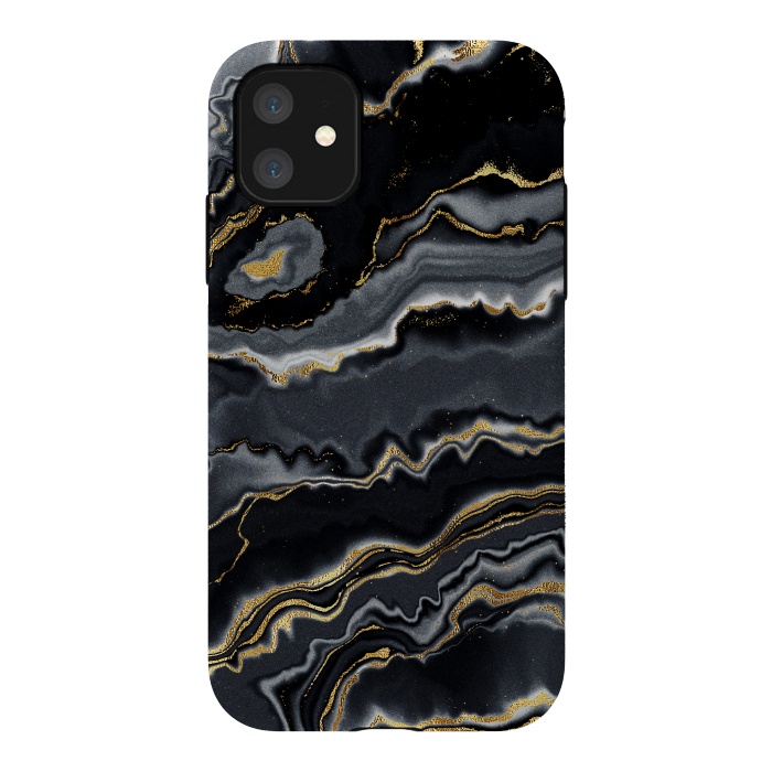 iPhone 11 StrongFit Faux Gold Black Gray Trendy Agate by  Utart