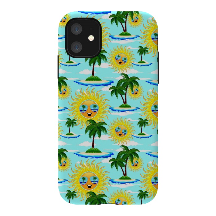 iPhone 11 StrongFit Happy Summer Sun on Tropical Island by BluedarkArt