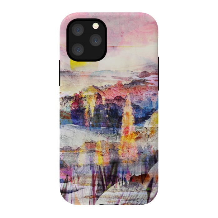 iPhone 11 Pro StrongFit Pink painted forest and mountain landscape by Oana 